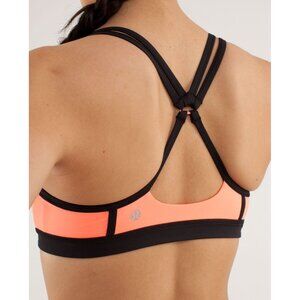Lululemon Heat It Up Bra in Pop Orange / Bleached Coral / Black Size 6